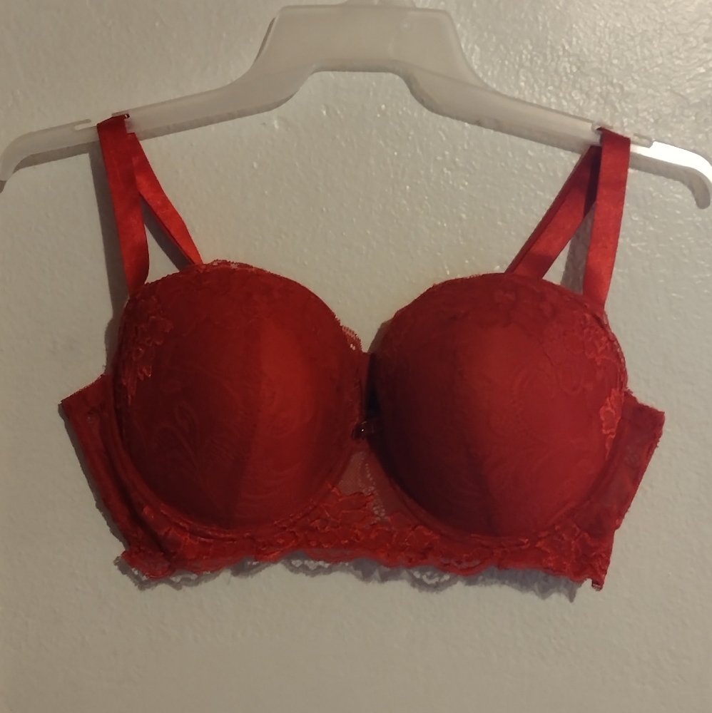 Red lace bra